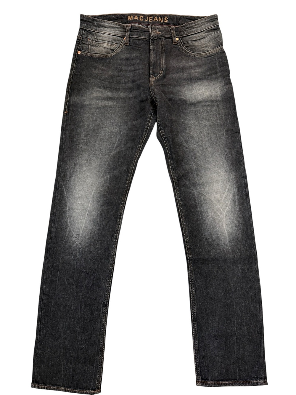MAC Arne Pipe Modern Fit Jeans Black Gray Faded Premium German Denim 33x32